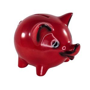 Vintage Goebel Piggy Bank Red West Germany *Missing Key*